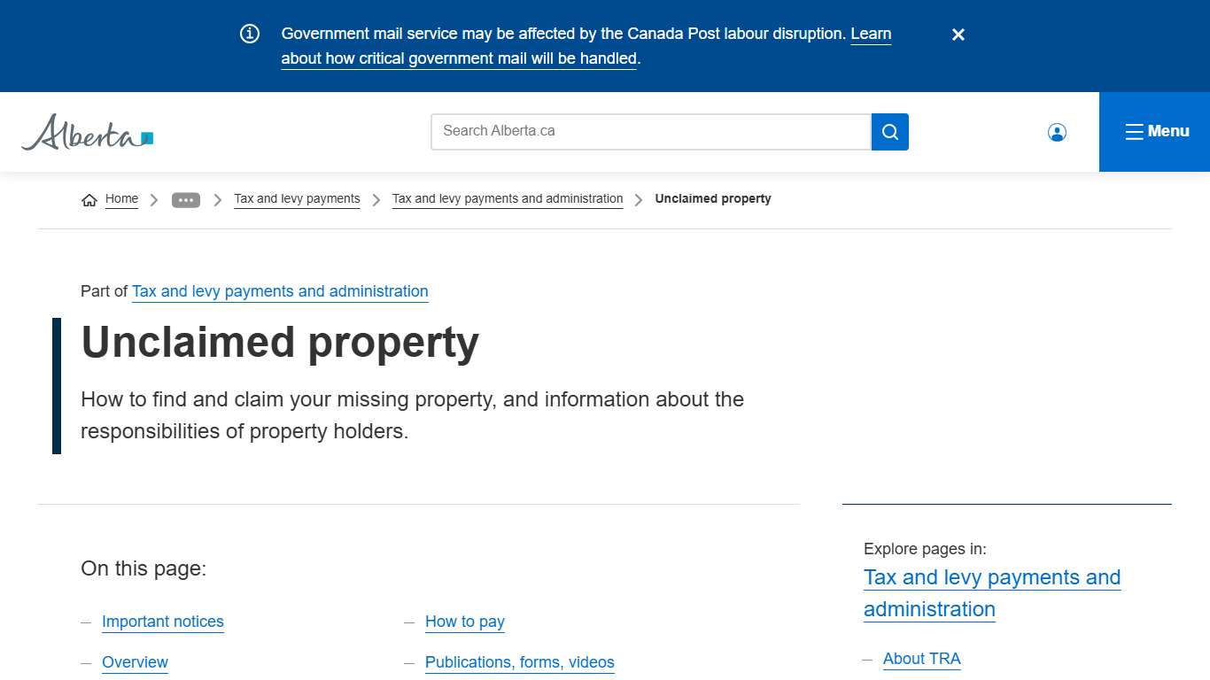 Unclaimed property | Alberta.ca
